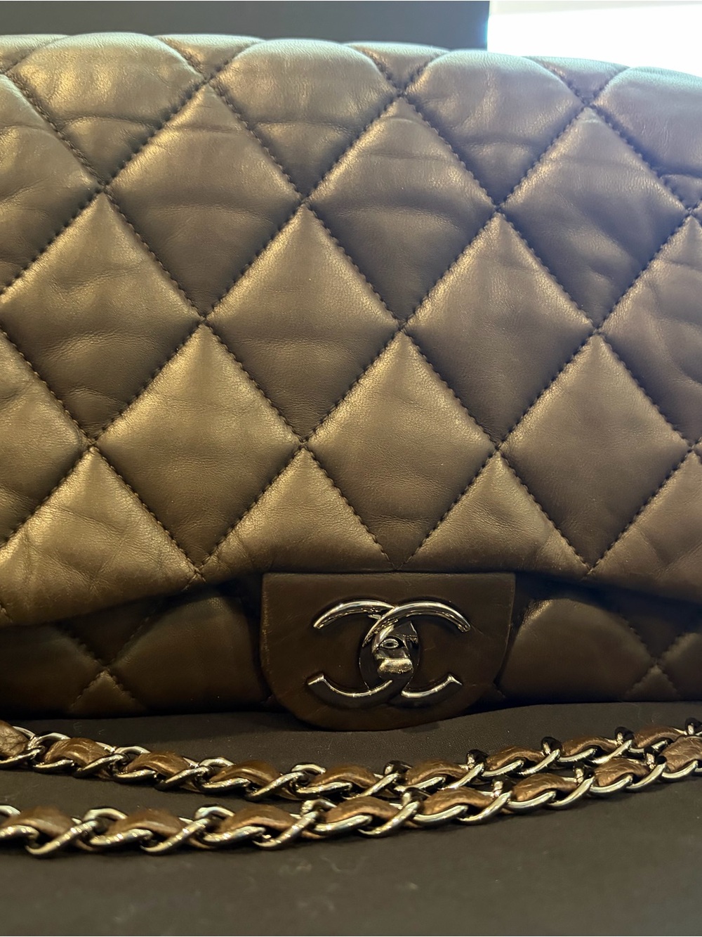CHANEL 3 Accordion Flap Bag in Dark Brown Leather - Picture 7 of 7